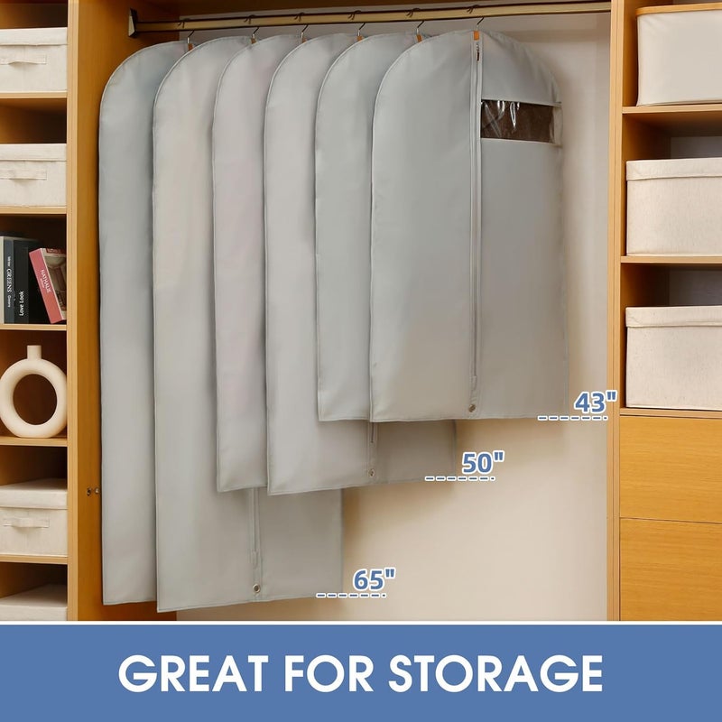 Perber 50" Garment Bags for Hanging Clothes, Suit Bags for Closet Storage and Travel, Grey Suit Cover Bags with Clear Window for Coats, Jackets, Dresses (2 Packs) - Image 5